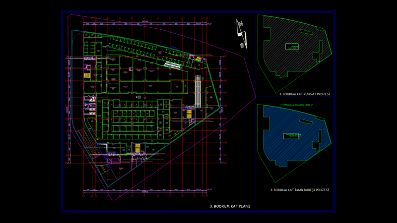 Third Basement Floor Plan for Commercial Building with Parking