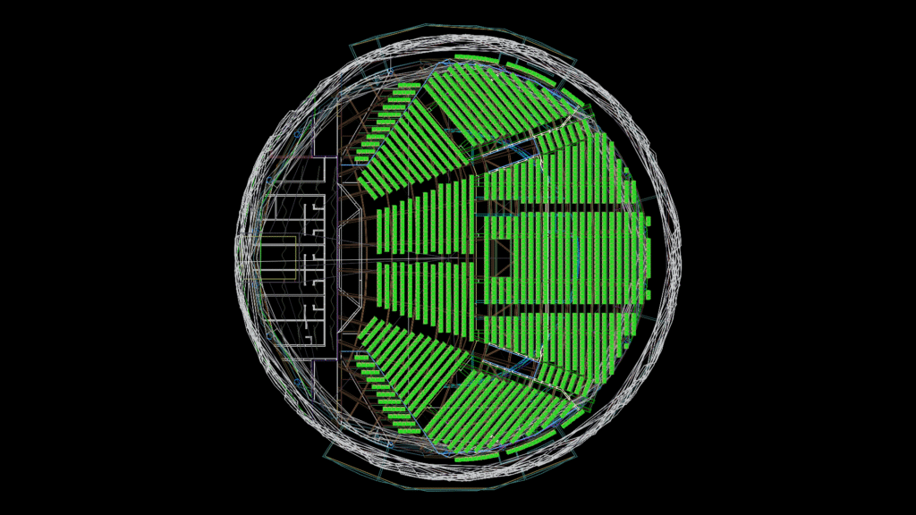 3D Model of Circular Performance Venue with Tiered Seating
