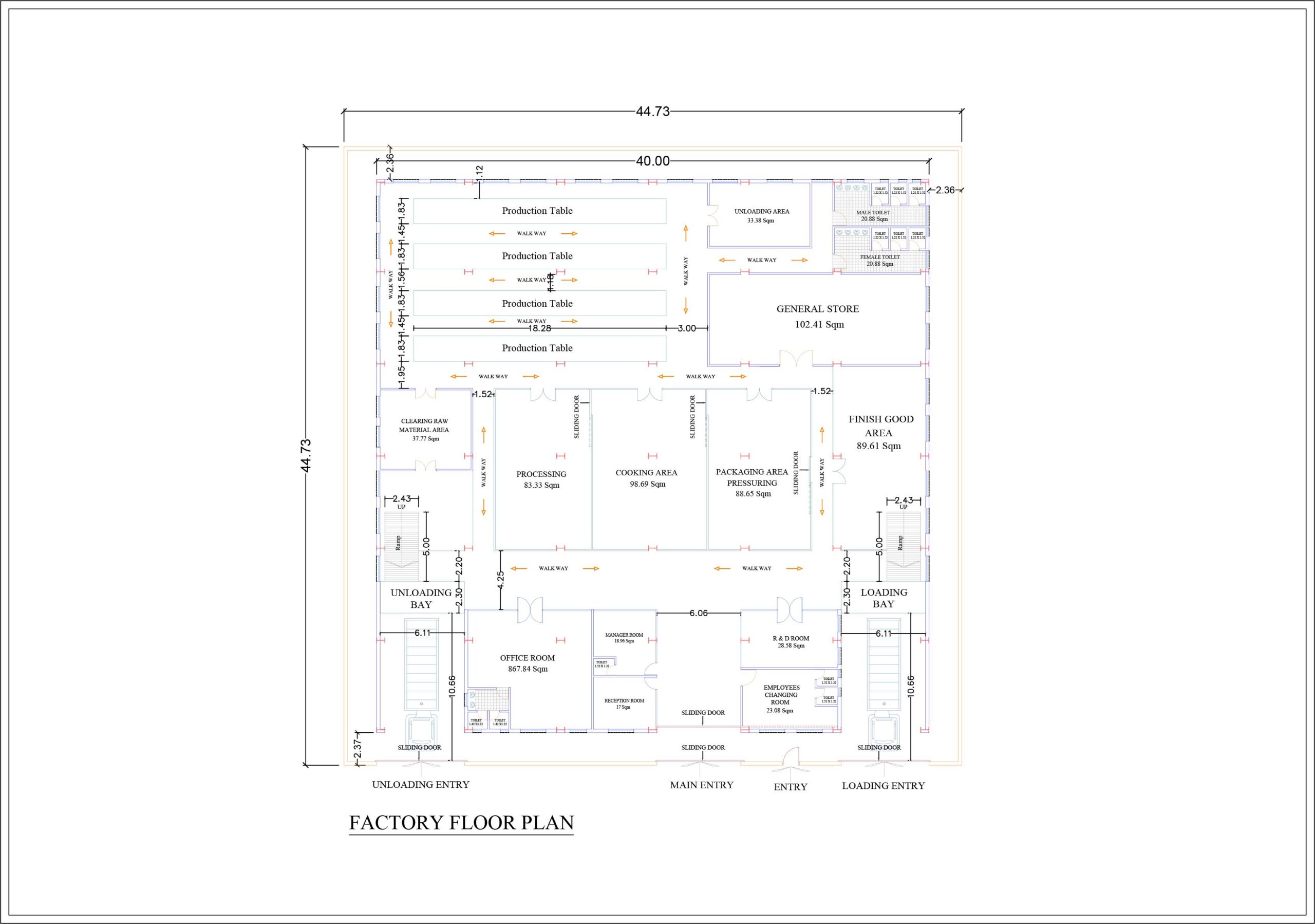 Garments Factory Architectural Working floor plan | Designs CAD