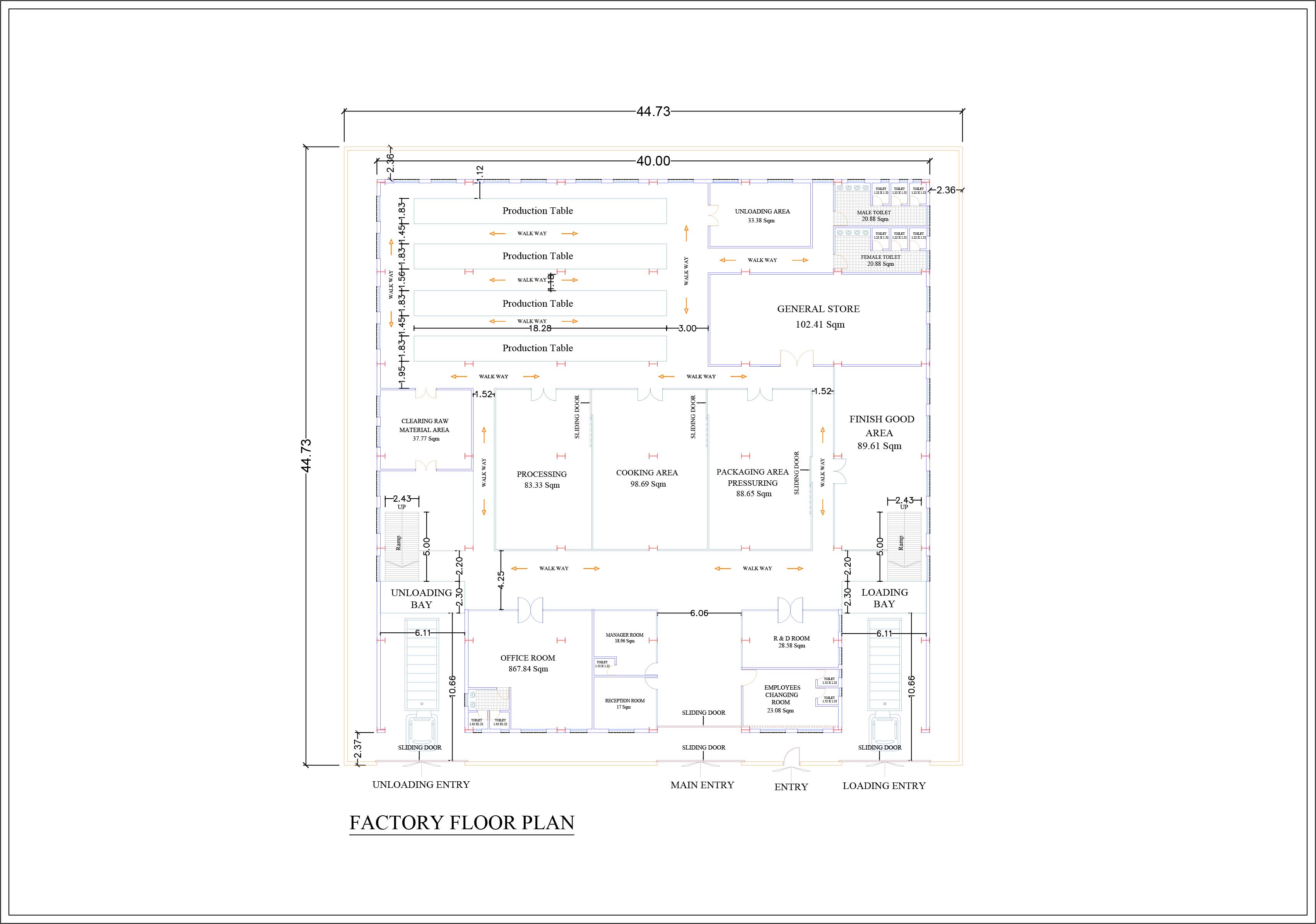 Garments Factory Architectural Working floor plan • Designs CAD