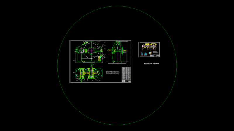 Cylindrical Gear Assembly Detail Drawing with Multiple Views