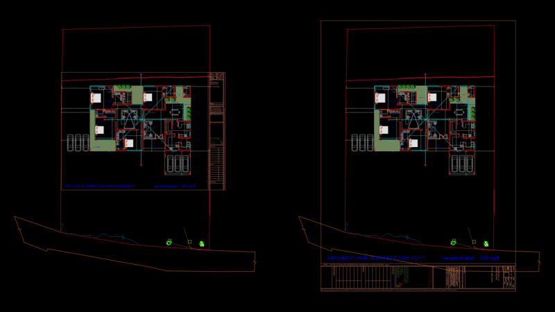 Ground Floor Plan of Single-Family Residence with inner Courtyard