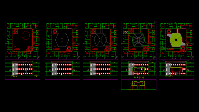Multi-Level Commercial Building Plan with Central Courtyard Design