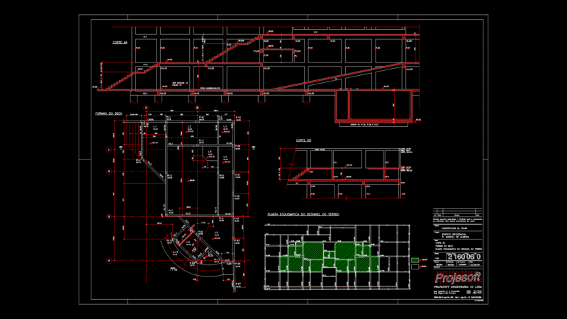 Multi-Section Structural Plan for Residential Building Foundation