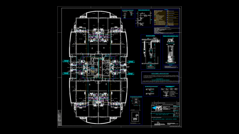 Residential Plumbing Plan for Typical Floor of Apartment Block
