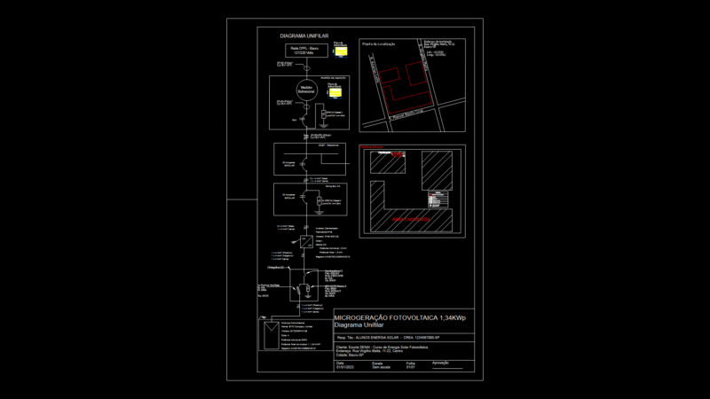 Residential Solar PV system Single-Line Diagram for 1.34kWp Installation