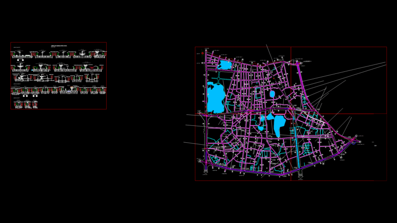 Urban Planning Map with Road Network and protection Corridors 1:2000