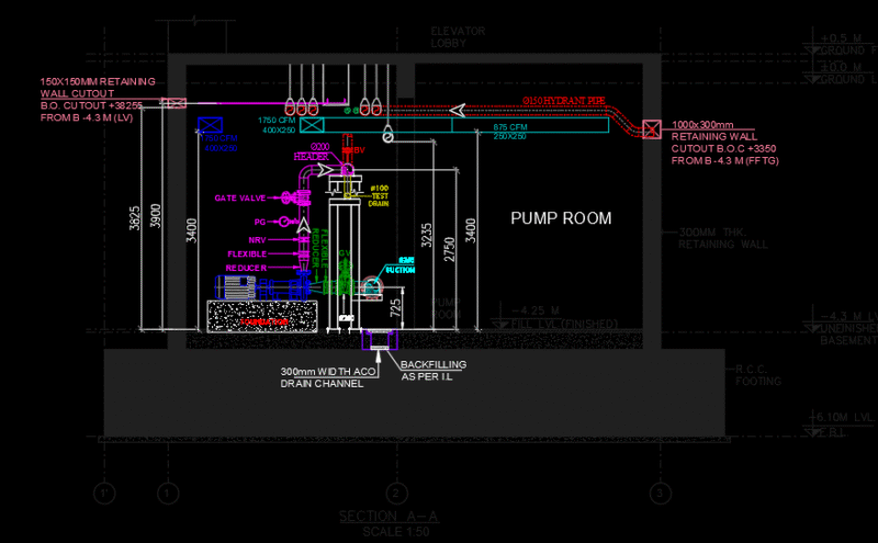 FIRE PUMP ROOM SECTION ( CO-ORDINATED SECTION)