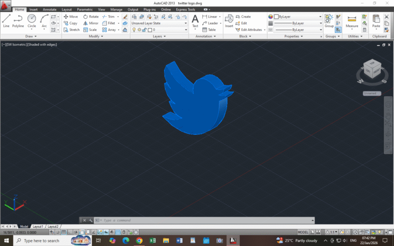 3 D Twitter logo