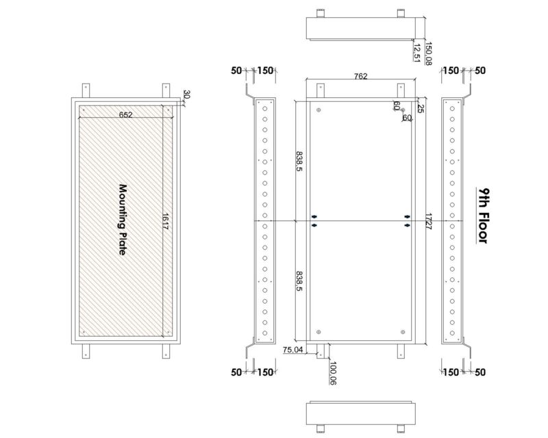 Distribution board with dimention