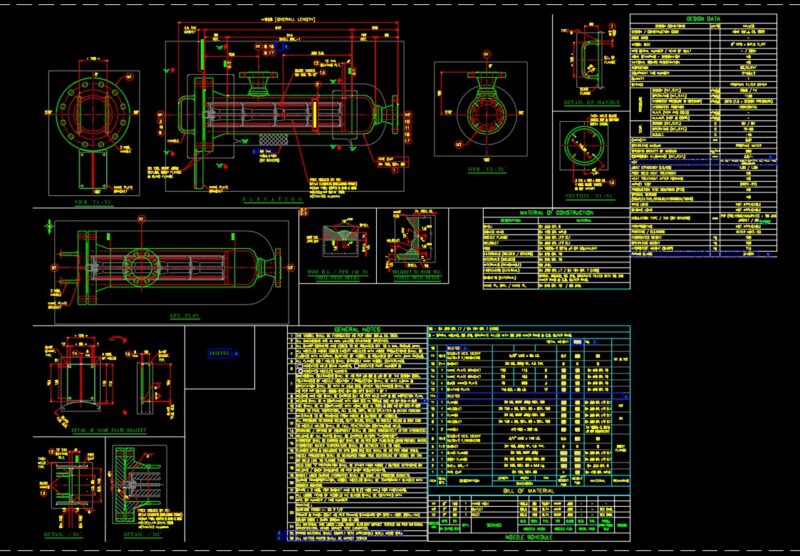 Industrial Pressure Vessel Fabrication Drawing – Structural & Nozzle Details