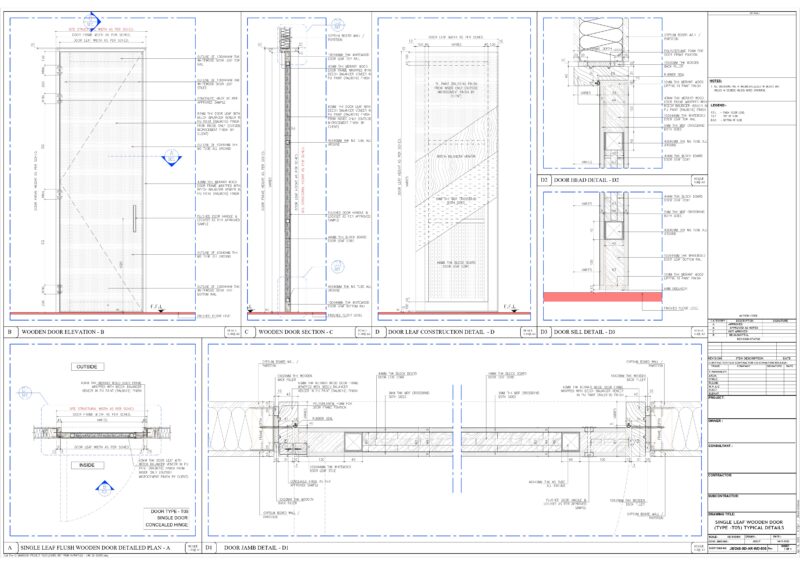 4 TYPE DOORS DETAILED DRAWINGS. SINGLE LEAF, DOUBLE LEAF & SLIDING DOOR DETAILED DRWING PDF