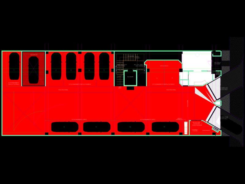 Ground Floor Parking Plan with Car Lifts and Services