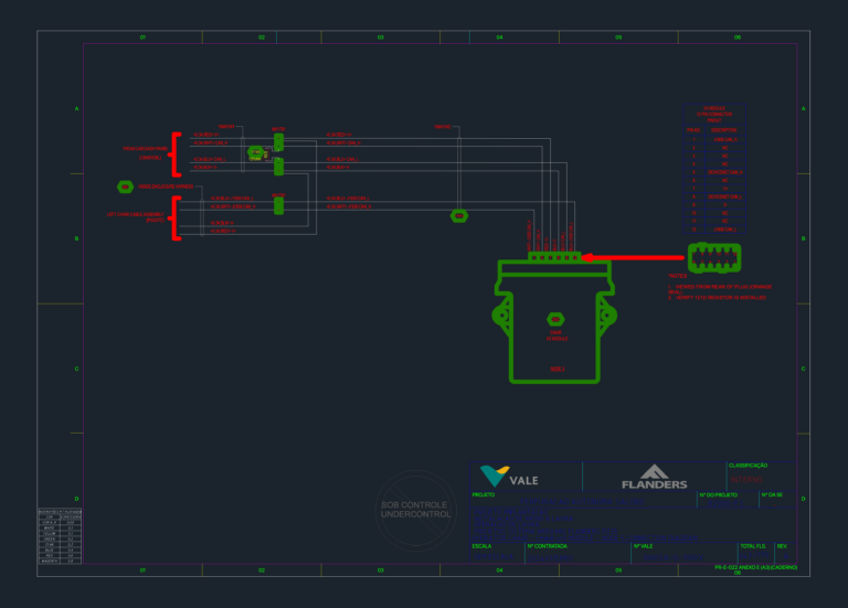 Electrical wiring schematic for Node 5 chair I/O module showing 12-pin connector pinouts and J1939 CAN signals.