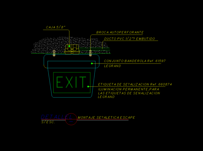 Legrand 61597 Emergency Exit Signage and Outlet Detail
