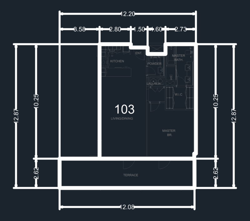 Unit 103 Master Suite Apartment Layout