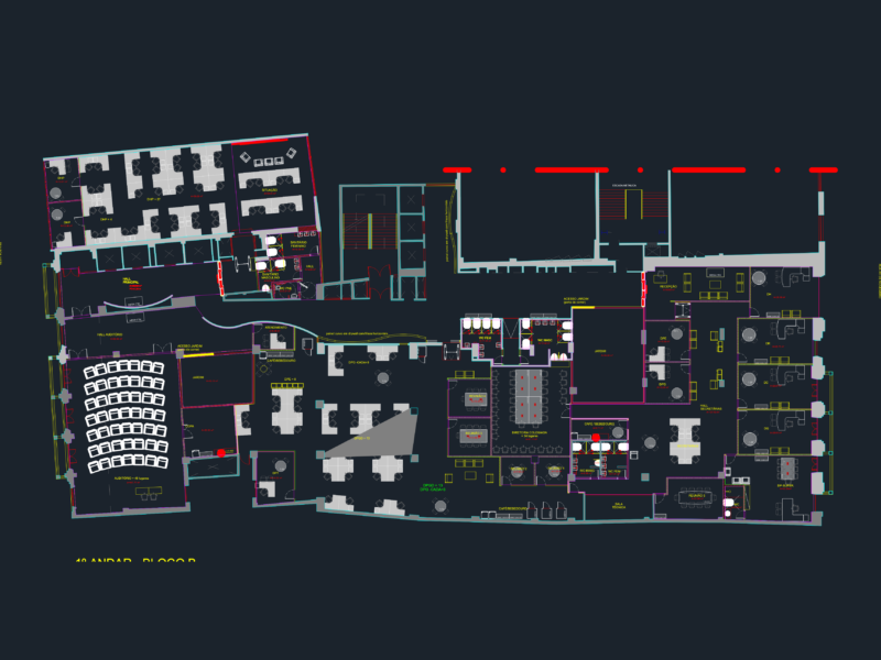 First floor architectural layout for office Block B including 49-seat auditorium and boardroom