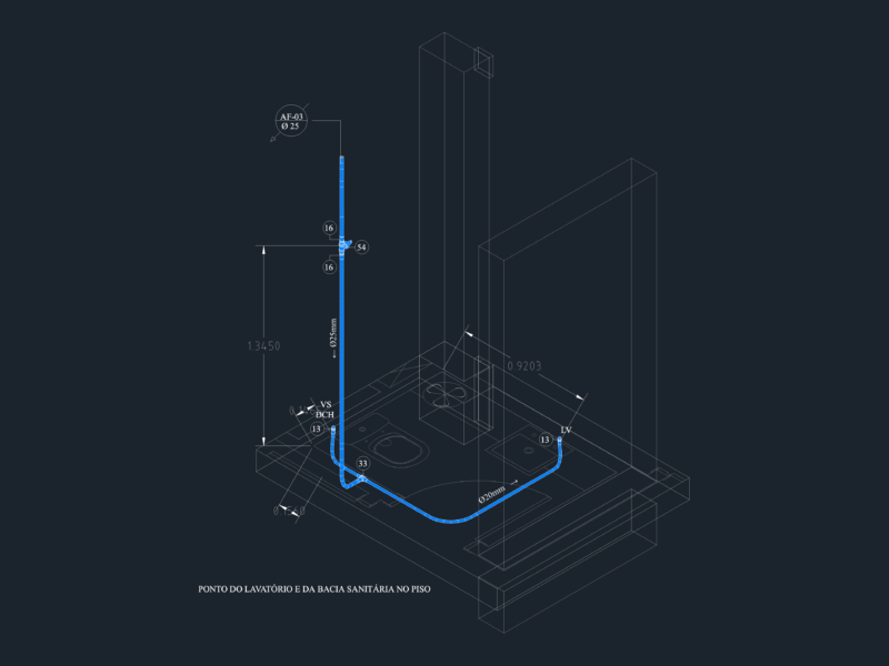 Tigre PEX Cold Water Isometric for Bathroom Fixtures