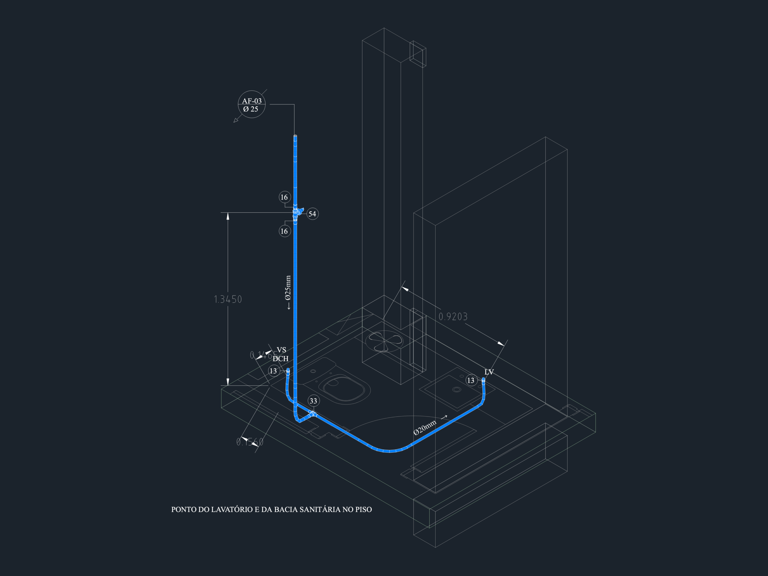 Bathroom PEX Cold Water Isometric DWG | Designs CAD