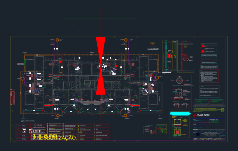 Ground Floor Hydraulic and Plumbing Project DWG for Apartment Tower
