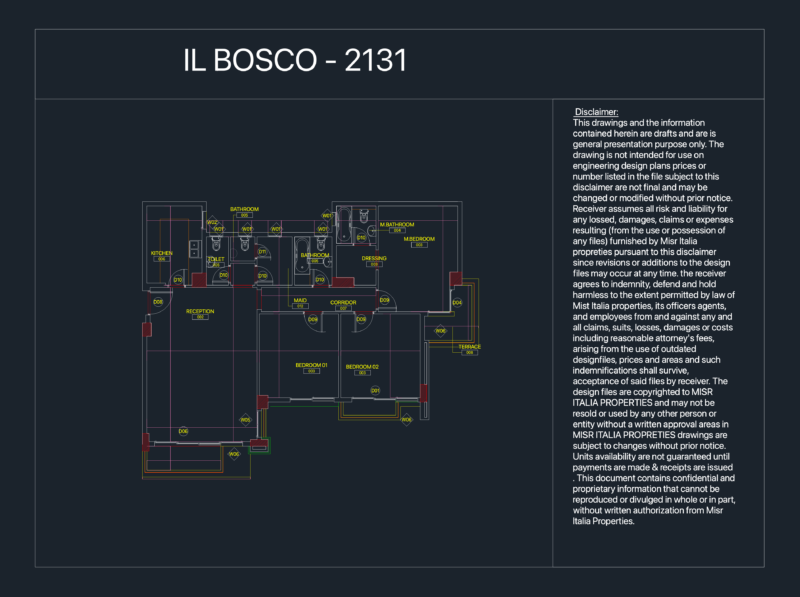 Apartment unit floor plan for Il Bosco 2131