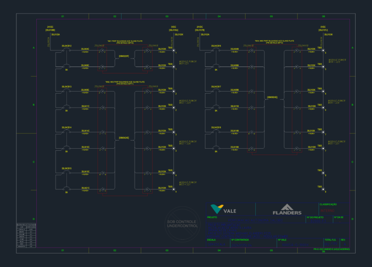 Flanders ARDVARC ACE modular power wiring schematic showing 24VDC distribution, circuit breakers, and module pinouts.