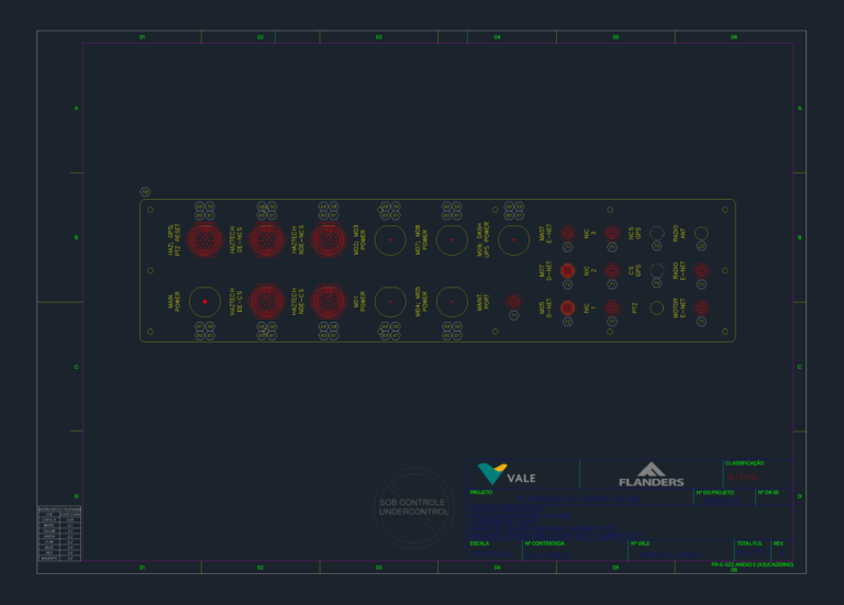 Electrical gland plate layout for ARDVARC control enclosure showing connector ports and mounting hole patterns.