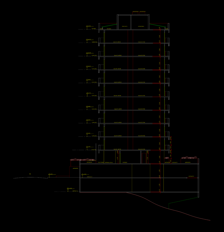 Residential Tower Cross-Section Corte BB DWG