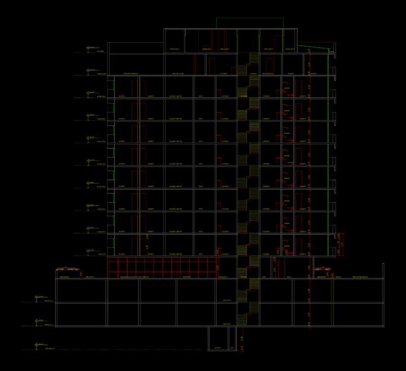 Vertical Section of Multi-family Apartment Building in Leblon