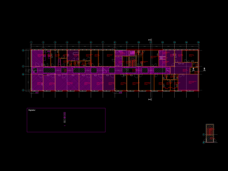CAD floor plan of a healthcare facility with surgery units, radiology, and isolation rooms on a 3600mm structural grid.