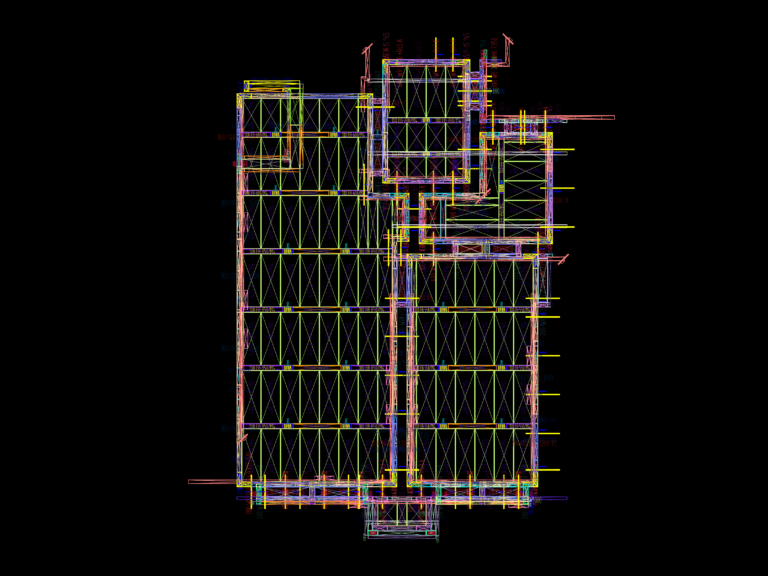 Structural floor plan for a slab with technical annotations and framing layout.