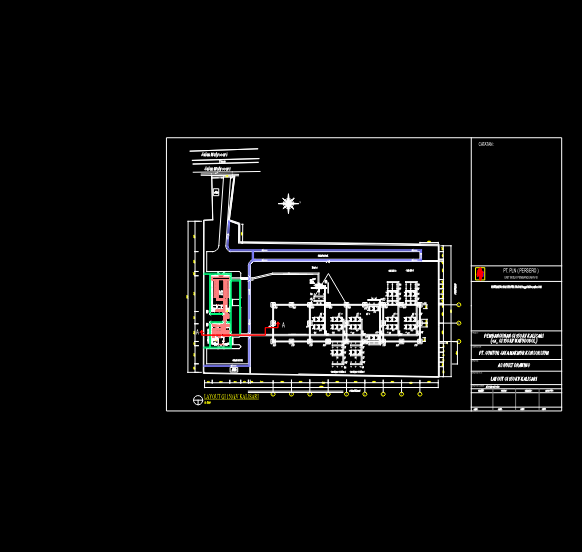 As-built CAD layout plan of the 150 kV Kalisari electrical substation with building footprints and site boundaries.