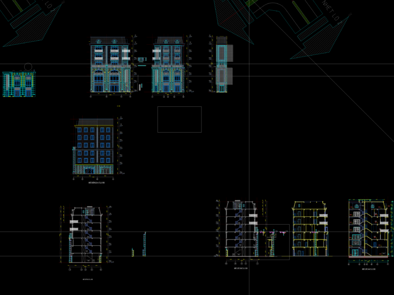Commercial Shop-house Elevation and Section DWG – Block B.1B