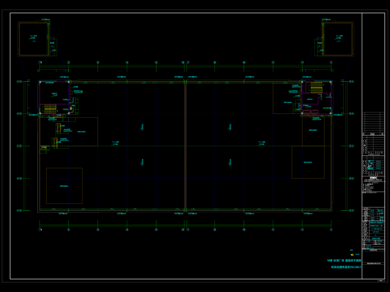 Standard factory roof plan with elevator machine room details