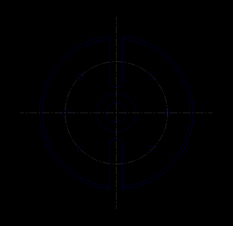 Machined Circular Hub with Parallel Slots and Keyway Detail