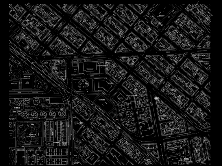 CAD urban survey plan of Sham Shui Po district, Hong Kong, showing building footprints, roads, and topography.