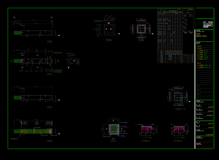 CAD section drawing of a 950x950mm precast concrete column showing reinforcement bars, welding specs, and dimensions.
