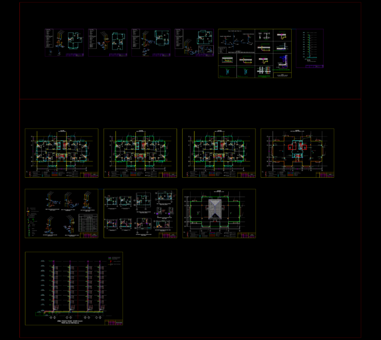 CAD floor plan layout for apartment block 9A showing plumbing and drainage annotations.