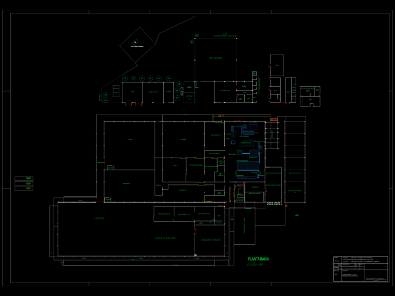 Industrial floor plan of a coconut milk processing plant showing machine layouts, Tetra Pak lines, and storage areas.