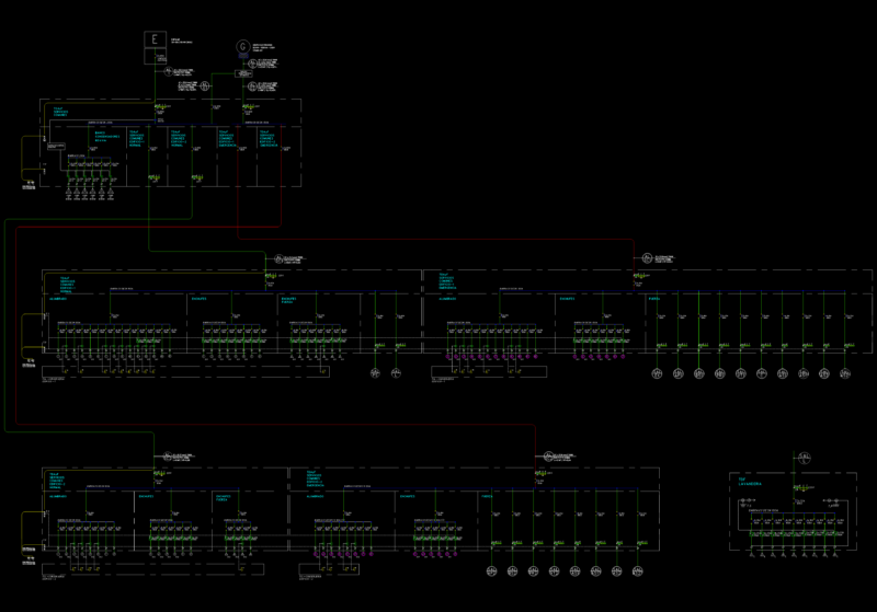 Electrical single line diagram for building common services and laundry