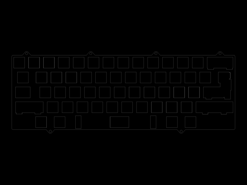 60 Percent Mechanical Keyboard Plate ISO Layout with Mounting Tabs