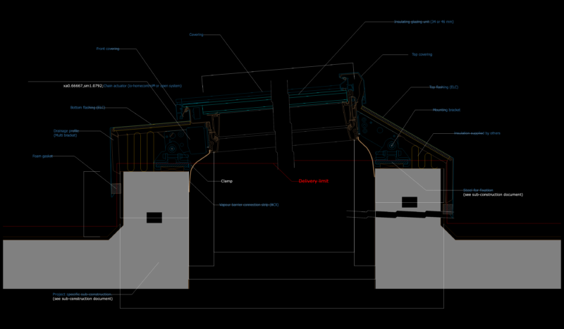 VELUX Longlight Modular Skylight Cross Section CAD Detail