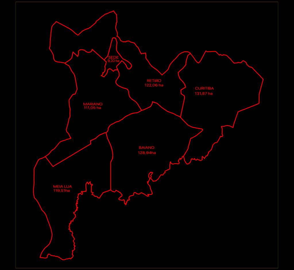 Land subdivision CAD plan showing property parcel boundaries and area labels in hectares.