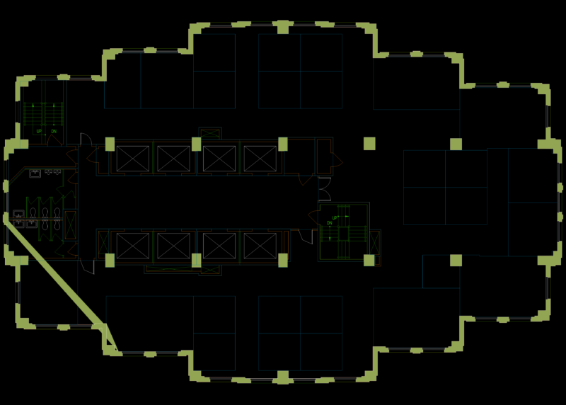 Office Floor Plan with Workstation Furniture and Life Safety Layout