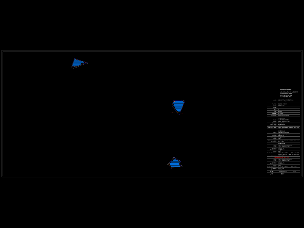 2D CAD site plan of a 4.6MWp hybrid solar plant showing photovoltaic panel zones and site boundaries.