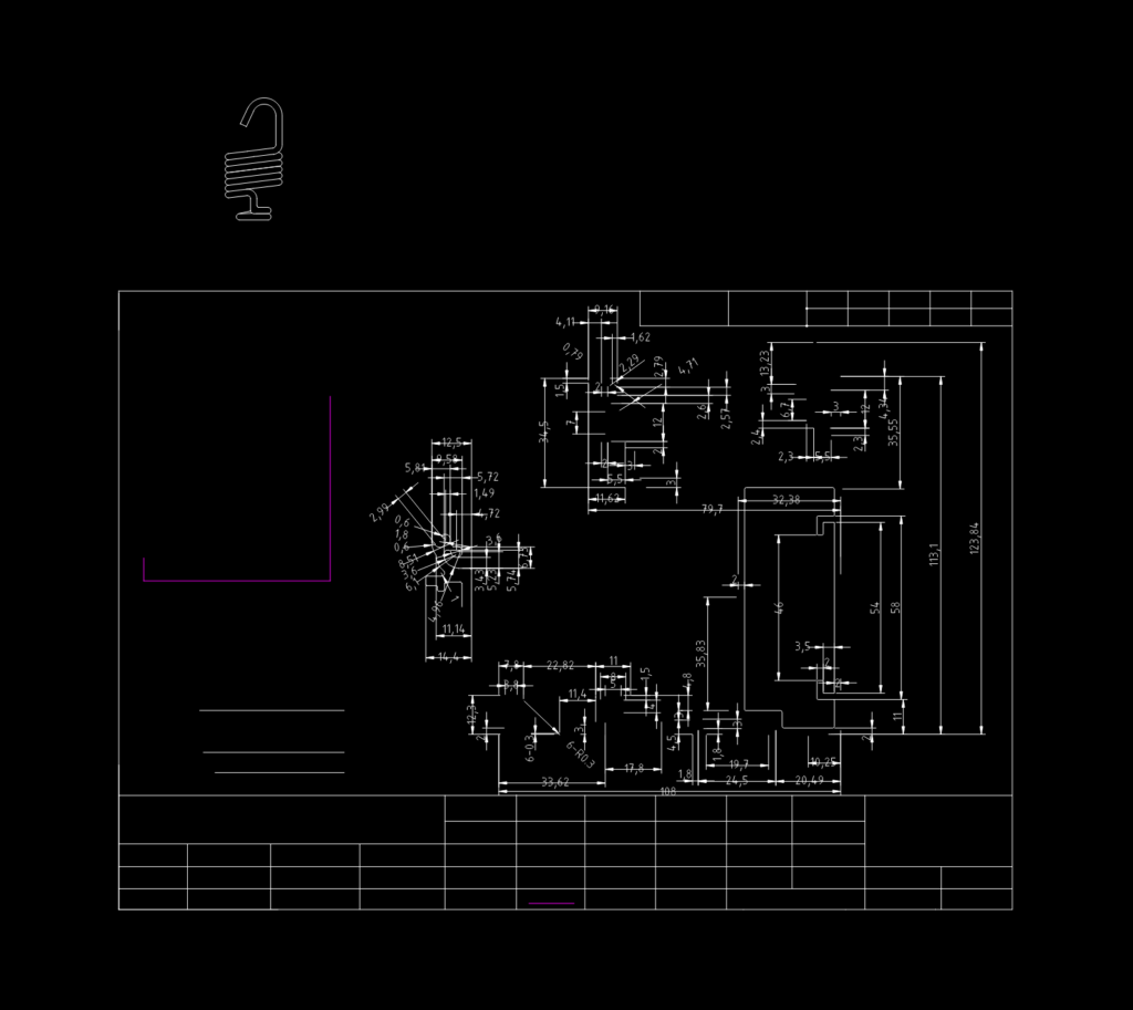 CAD cross-section of an aluminum extrusion with detailed technical dimensions and radius callouts.