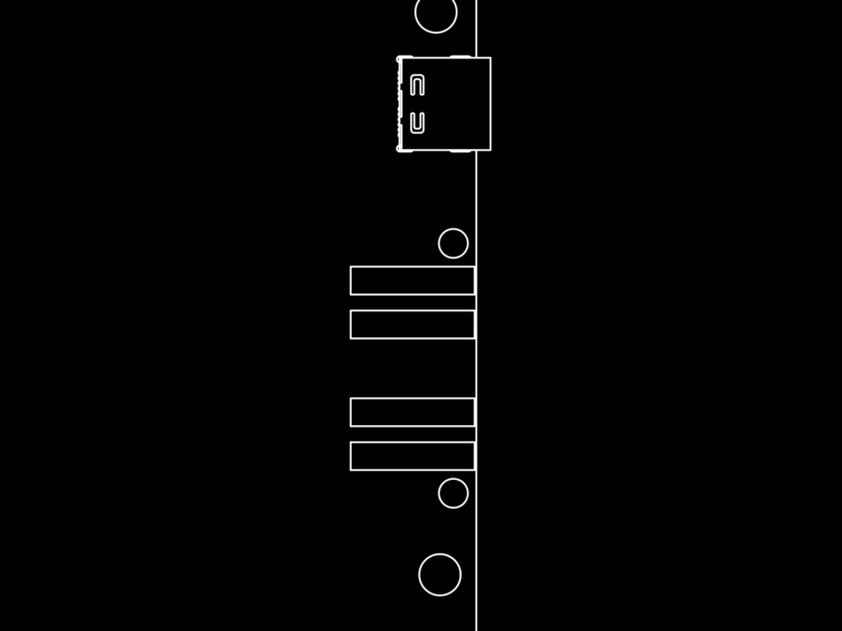 2D CAD drawing of Verizon CellSPY REV5 PCB showing board outline, connector positions, and mounting hole locations.