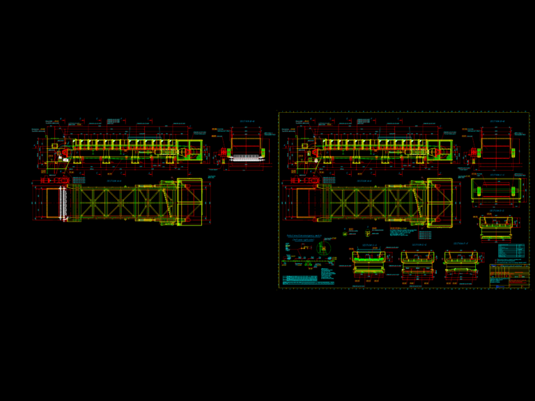 CAD assembly drawing of an MVT BW2400 belt conveyor with plan view, side elevations, and technical cross-sections.