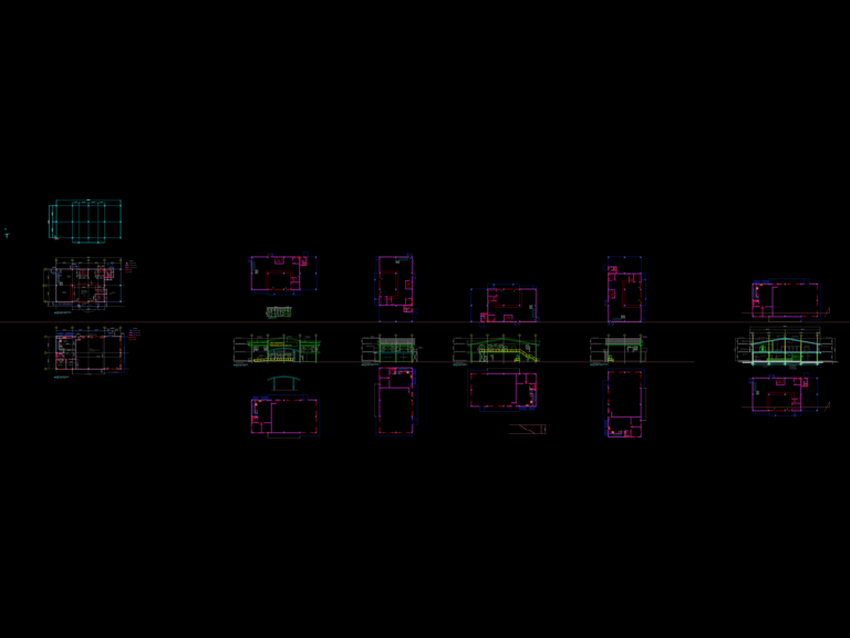 CAD section view of a mixed-use hardware store showing ground floor retail space and an upper floor bedroom.