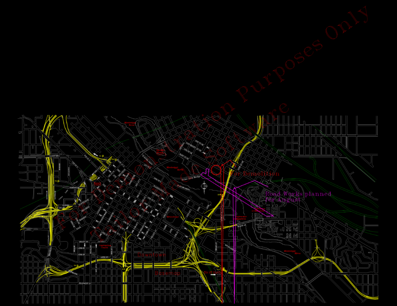 Minneapolis Downtown Base Map with Infrastructure and Planning Markups